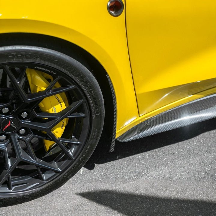 Corvette C8 Dry Carbon Fiber Front &amp; Rear Mud Flaps Carbon Fiber MF-1265-BKCF_MF-1266-BKCF