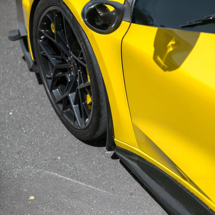 Corvette C8 Dry Carbon Fiber Front &amp; Rear Mud Flaps Carbon Fiber MF-1265-BKCF_MF-1266-BKCF