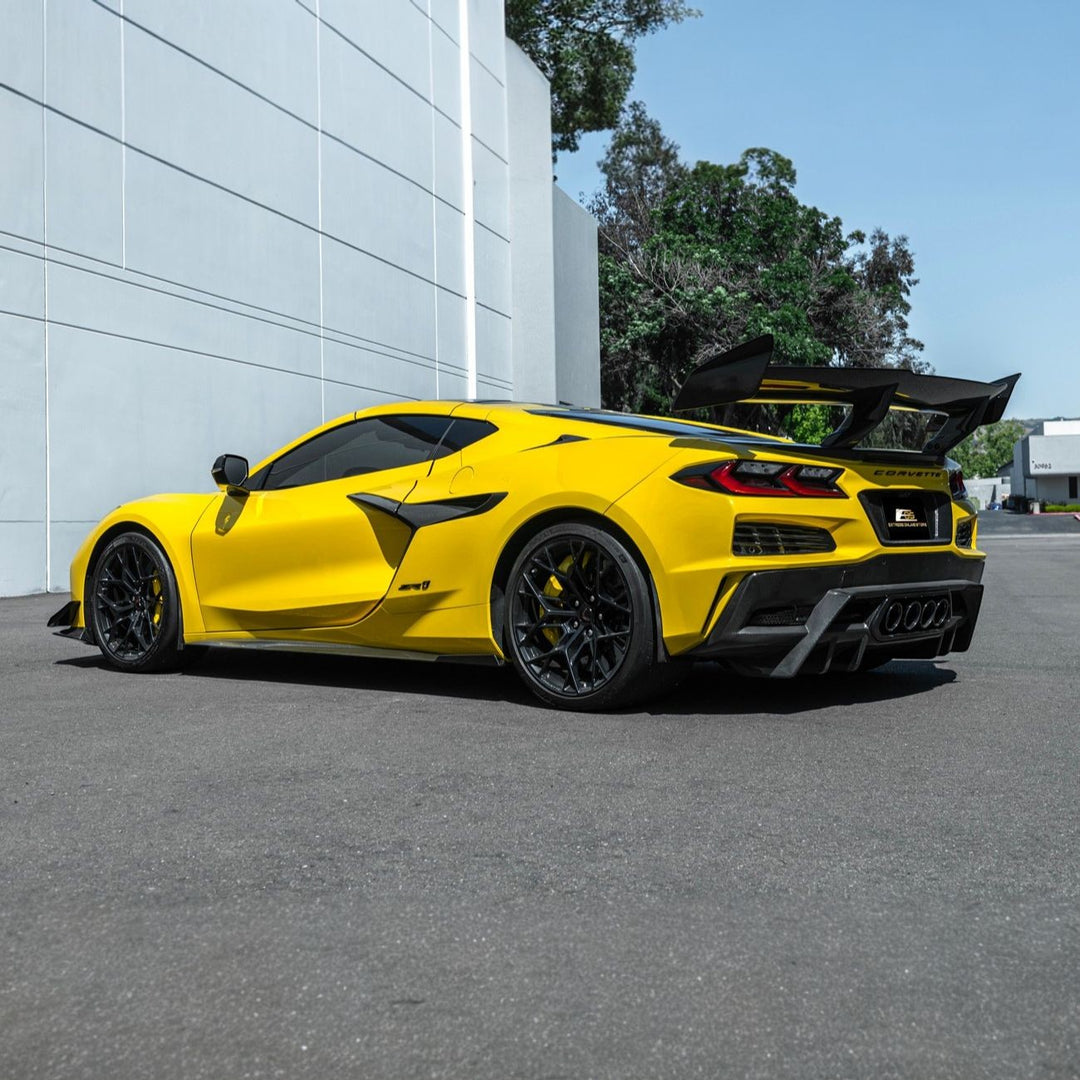 Corvette C8 Dry Carbon Fiber Front &amp; Rear Mud Flaps Carbon Fiber MF-1265-BKCF_MF-1266-BKCF