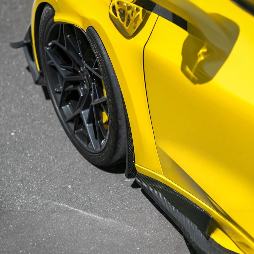 Corvette C8 Dry Carbon Fiber Front &amp; Rear Mud Flaps Front MF-1265-BKCF