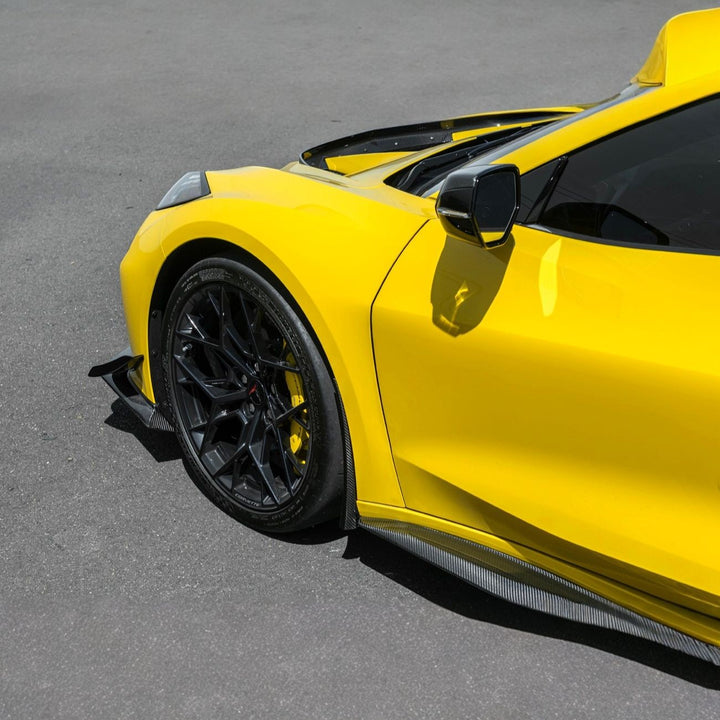Corvette C8 Dry Carbon Fiber Front &amp; Rear Mud Flaps Front MF-1265-BKCF