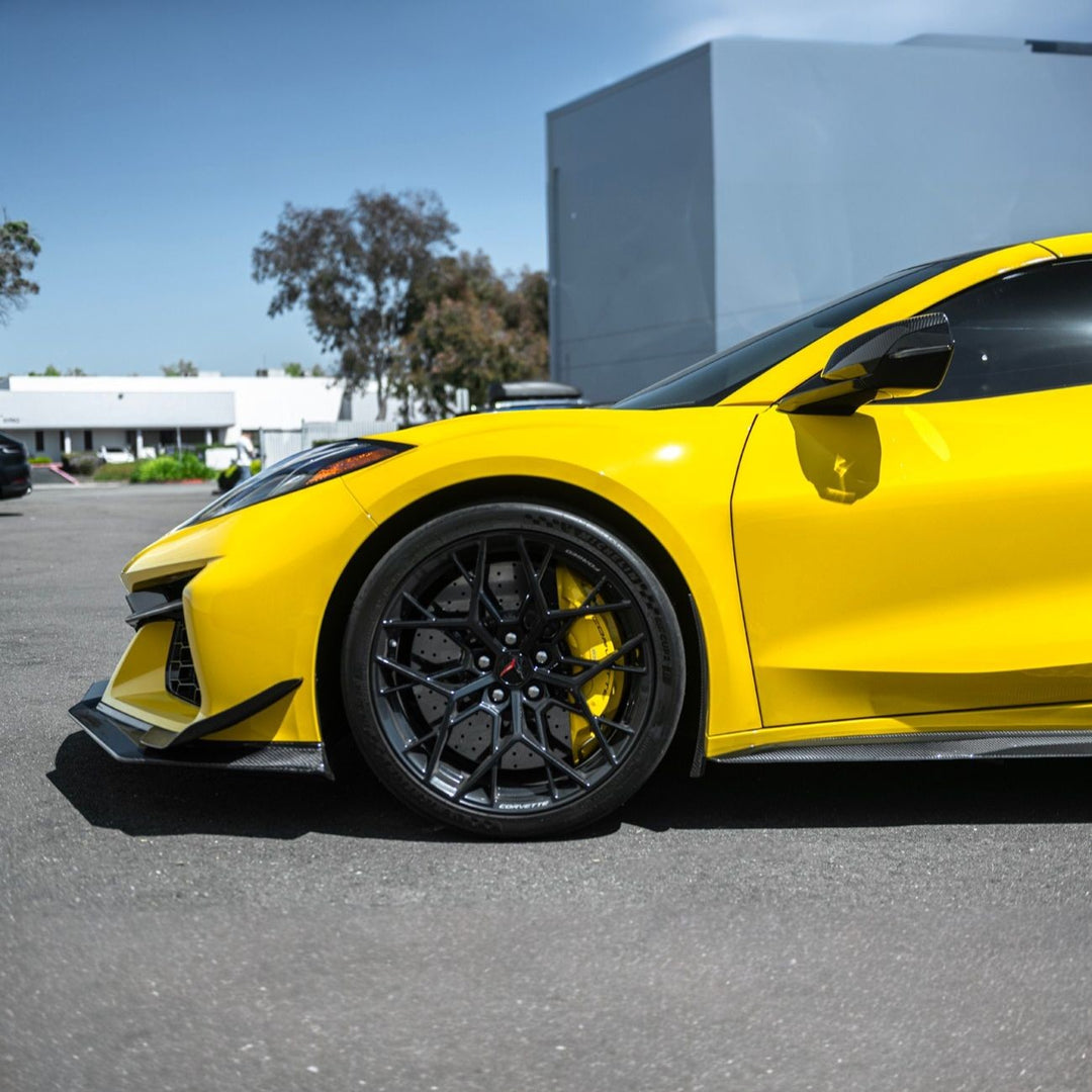 Corvette C8 Dry Carbon Fiber Front &amp; Rear Mud Flaps Front MF-1265-BKCF