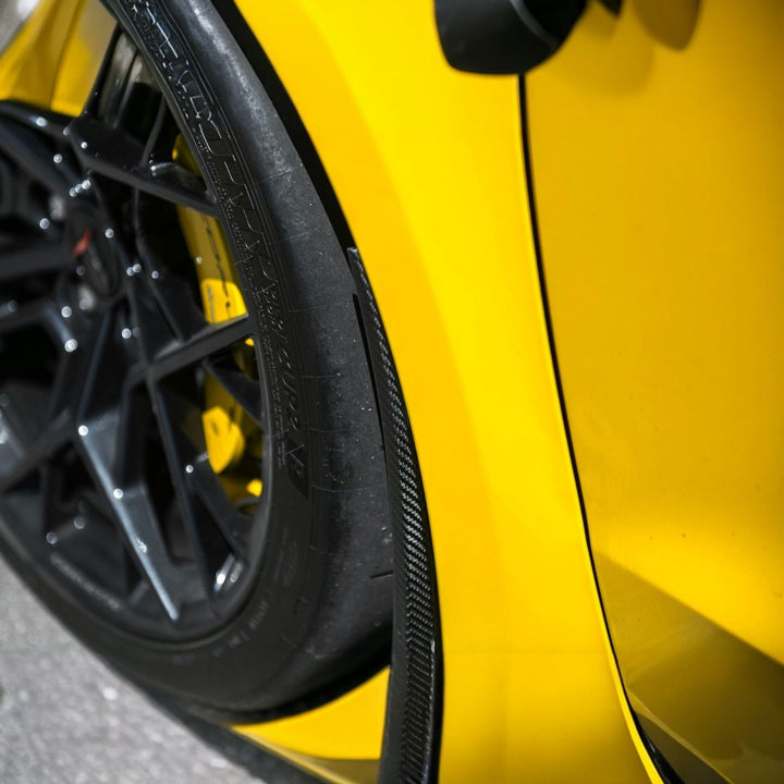Corvette C8 Dry Carbon Fiber Front &amp; Rear Mud Flaps Front MF-1265-BKCF