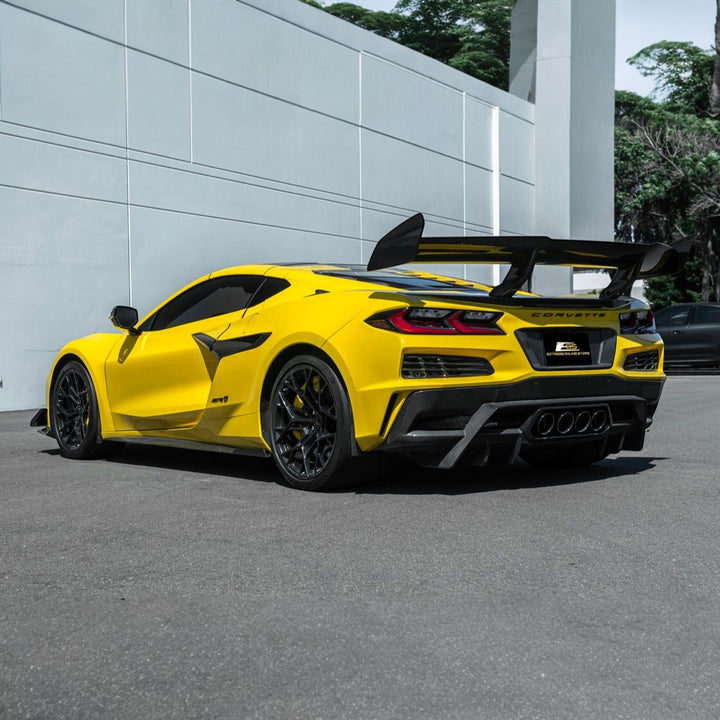 Corvette C8 Dry Carbon Fiber Front &amp; Rear Mud Flaps Front MF-1265-BKCF