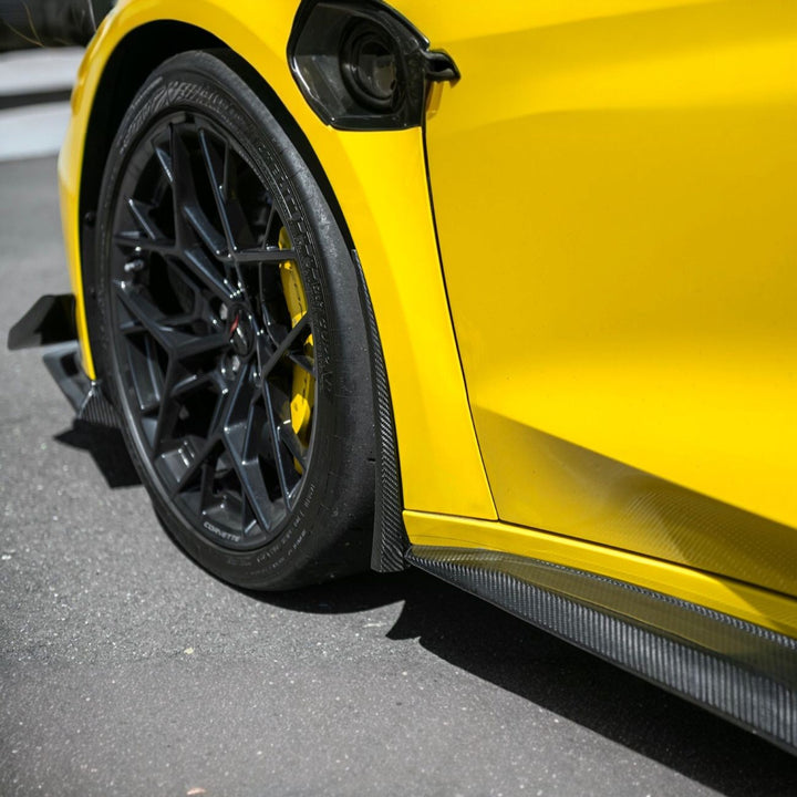 Corvette C8 Dry Carbon Fiber Front &amp; Rear Mud Flaps Front MF-1265-BKCF