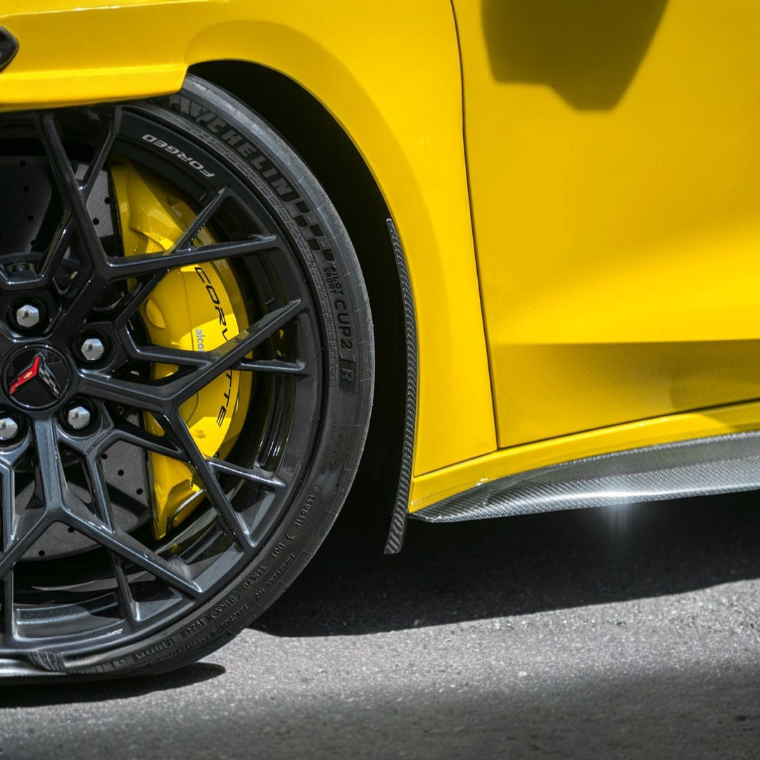 Corvette C8 Dry Carbon Fiber Front &amp; Rear Mud Flaps Front MF-1265-BKCF