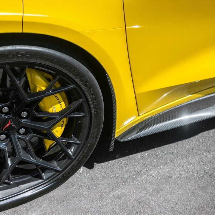 Corvette C8 Dry Carbon Fiber Front &amp; Rear Mud Flaps Front MF-1265-BKCF