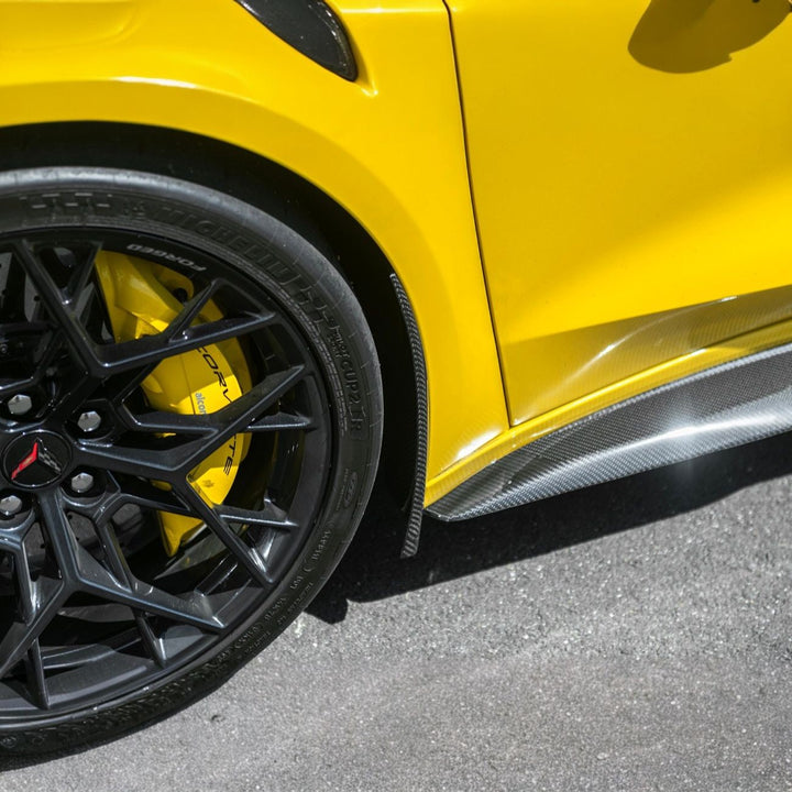 Corvette C8 Dry Carbon Fiber Front &amp; Rear Mud Flaps Front MF-1265-BKCF