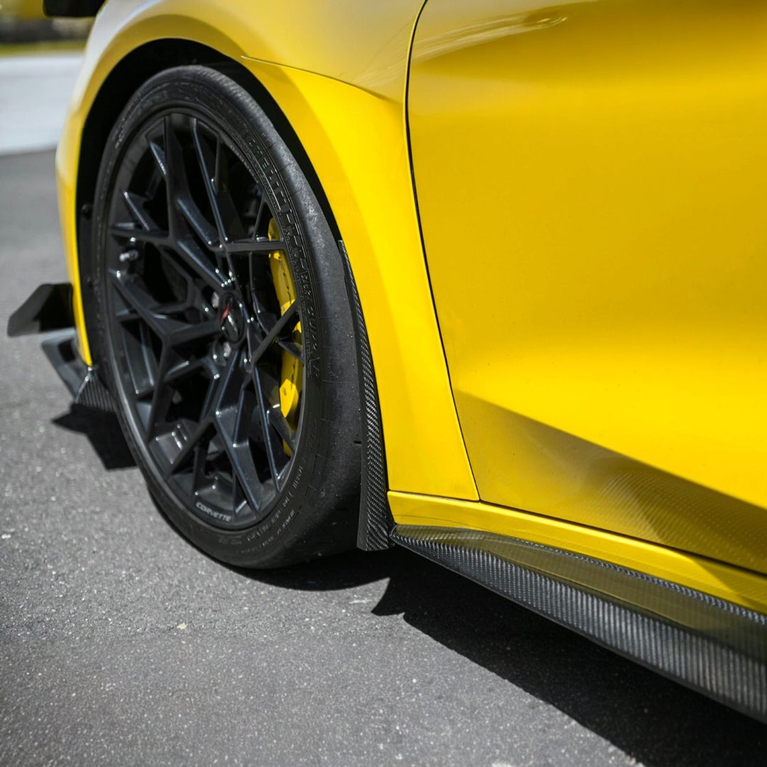 Corvette C8 Dry Carbon Fiber Front &amp; Rear Mud Flaps Front MF-1265-BKCF