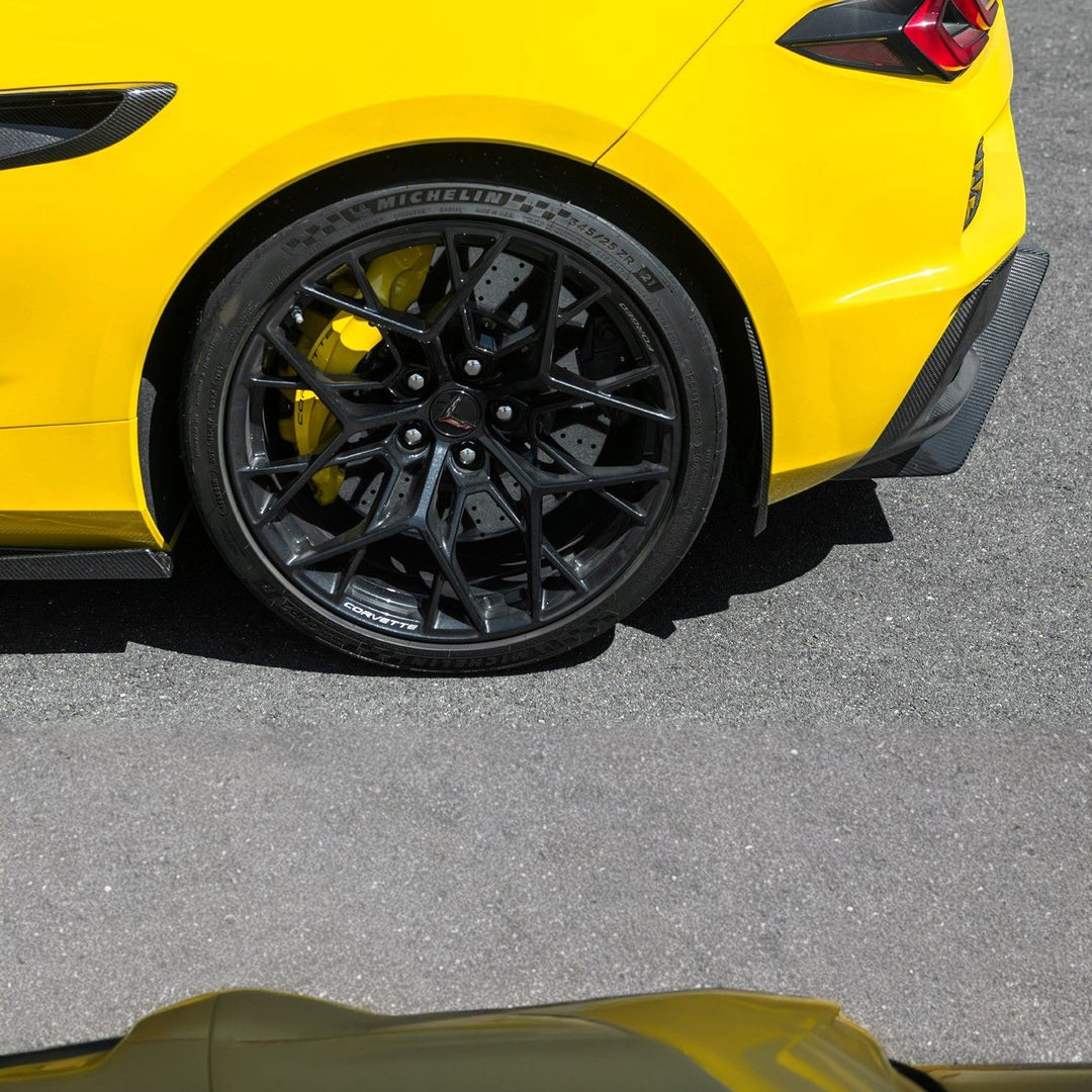 Corvette C8 Dry Carbon Fiber Front &amp; Rear Mud Flaps Rear MF-1266-BKCF