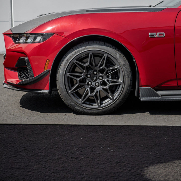 2024-Up Ford Mustang Carbon Fiber Performance XL Extended Front &amp; Rear Mud Flap Splash Guards Carbon Fiber MF-767-BKCF_MF-768-BKCF