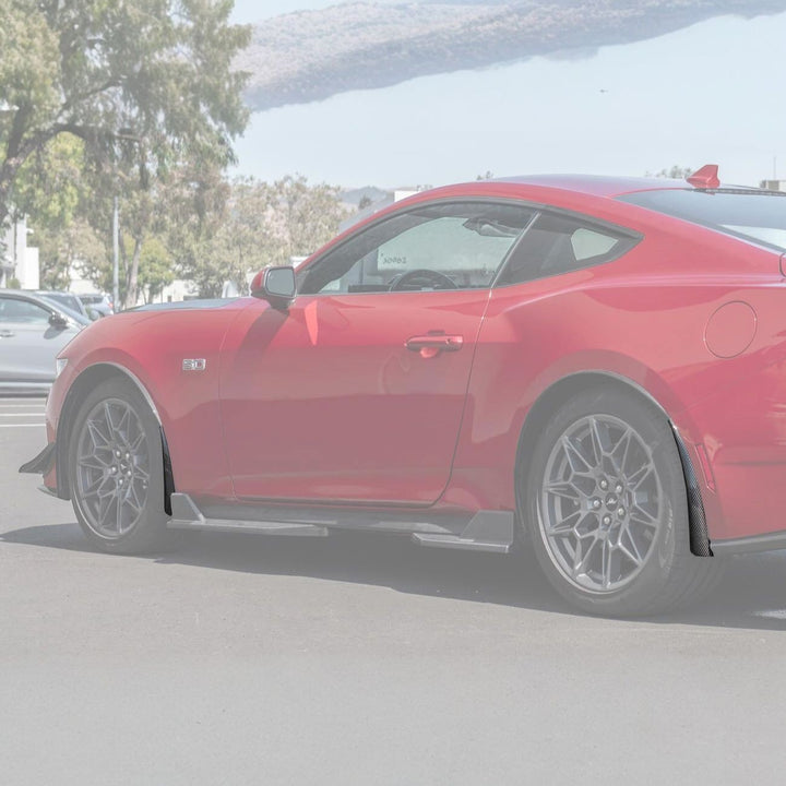 2024-Up Ford Mustang Carbon Fiber Performance XL Extended Front &amp; Rear Mud Flap Splash Guards Carbon Fiber MF-767-BKCF_MF-768-BKCF
