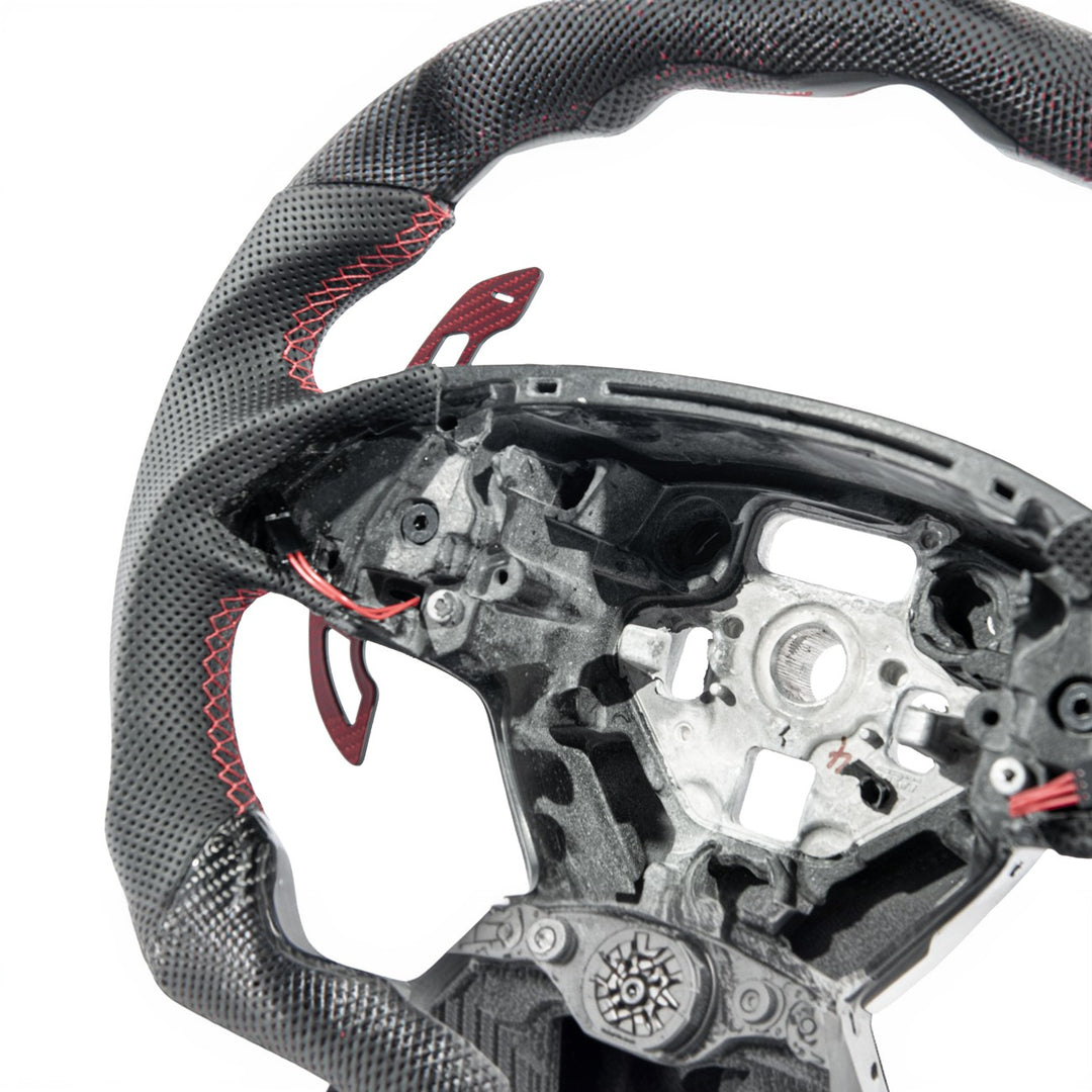 Corvette Carbon Fiber Steering Wheel Magnetic Paddle Shifter Pair Red Carbon Fiber PS-C7-RDCF