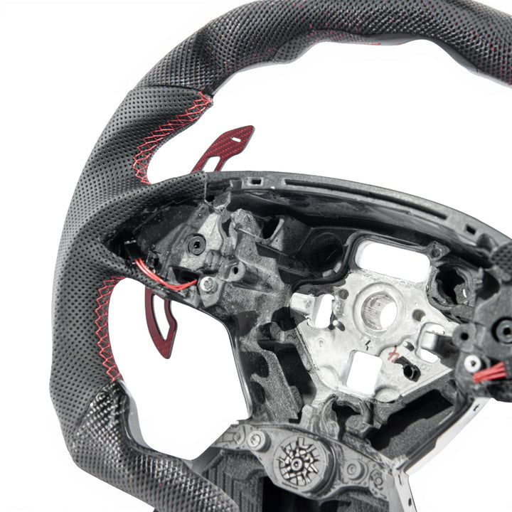 Corvette Carbon Fiber Steering Wheel Magnetic Paddle Shifter Pair Red Carbon Fiber PS-C7-RDCF