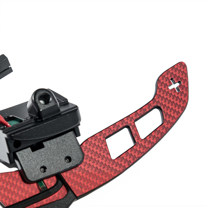 Corvette Carbon Fiber Steering Wheel Magnetic Paddle Shifter Pair Red Carbon Fiber PS-C7-RDCF