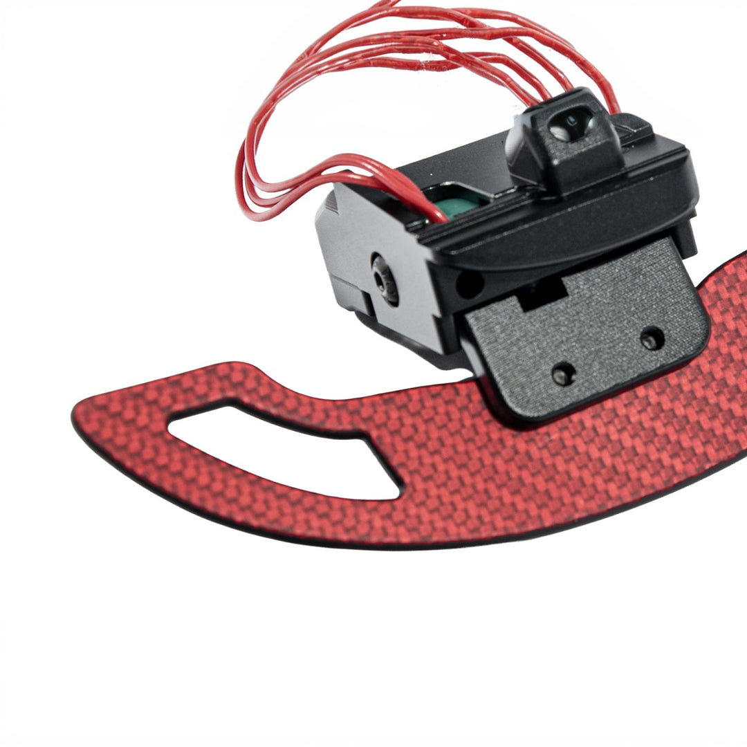 Corvette Carbon Fiber Steering Wheel Magnetic Paddle Shifter Pair Red Carbon Fiber PS-C7-RDCF