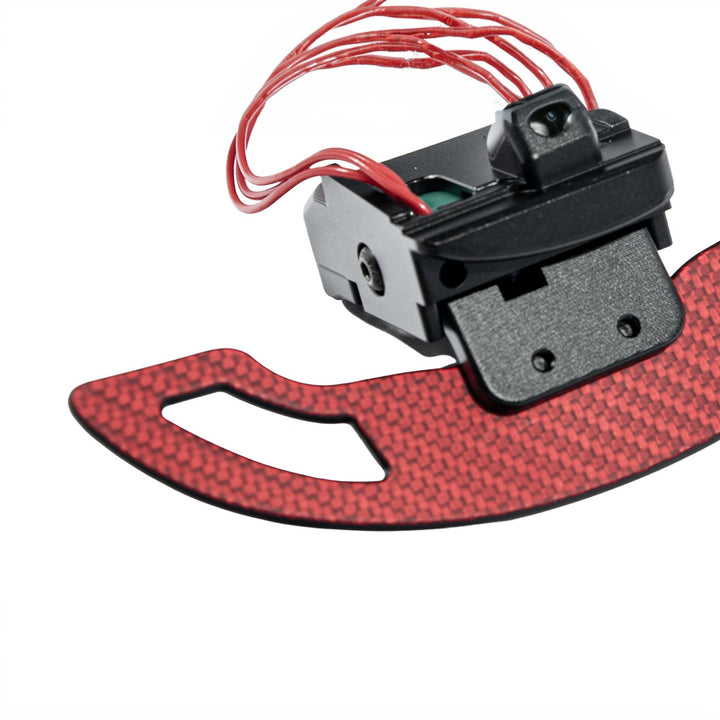 Corvette Carbon Fiber Steering Wheel Magnetic Paddle Shifter Pair Red Carbon Fiber PS-C7-RDCF