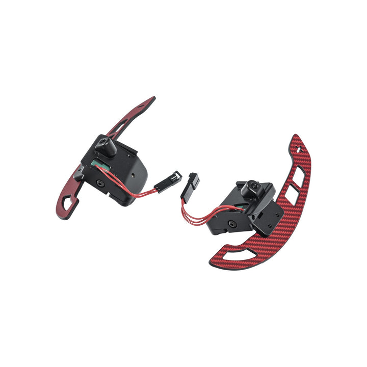 Corvette Carbon Fiber Steering Wheel Magnetic Paddle Shifter Pair Red Carbon Fiber PS-C7-RDCF