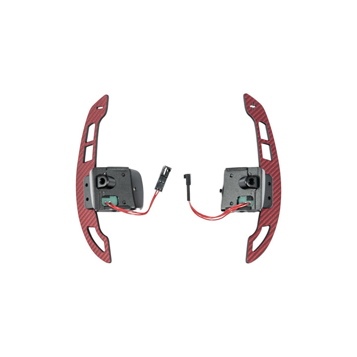 Corvette Carbon Fiber Steering Wheel Magnetic Paddle Shifter Pair Red Carbon Fiber PS-C7-RDCF