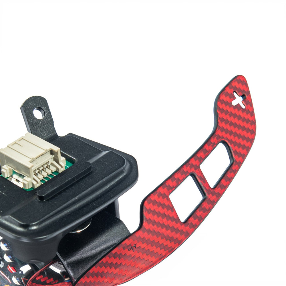 Corvette C8 Carbon Fiber Steering Wheel Magnetic Paddle Shifters Red Carbon Fiber PS-C8-RDCF