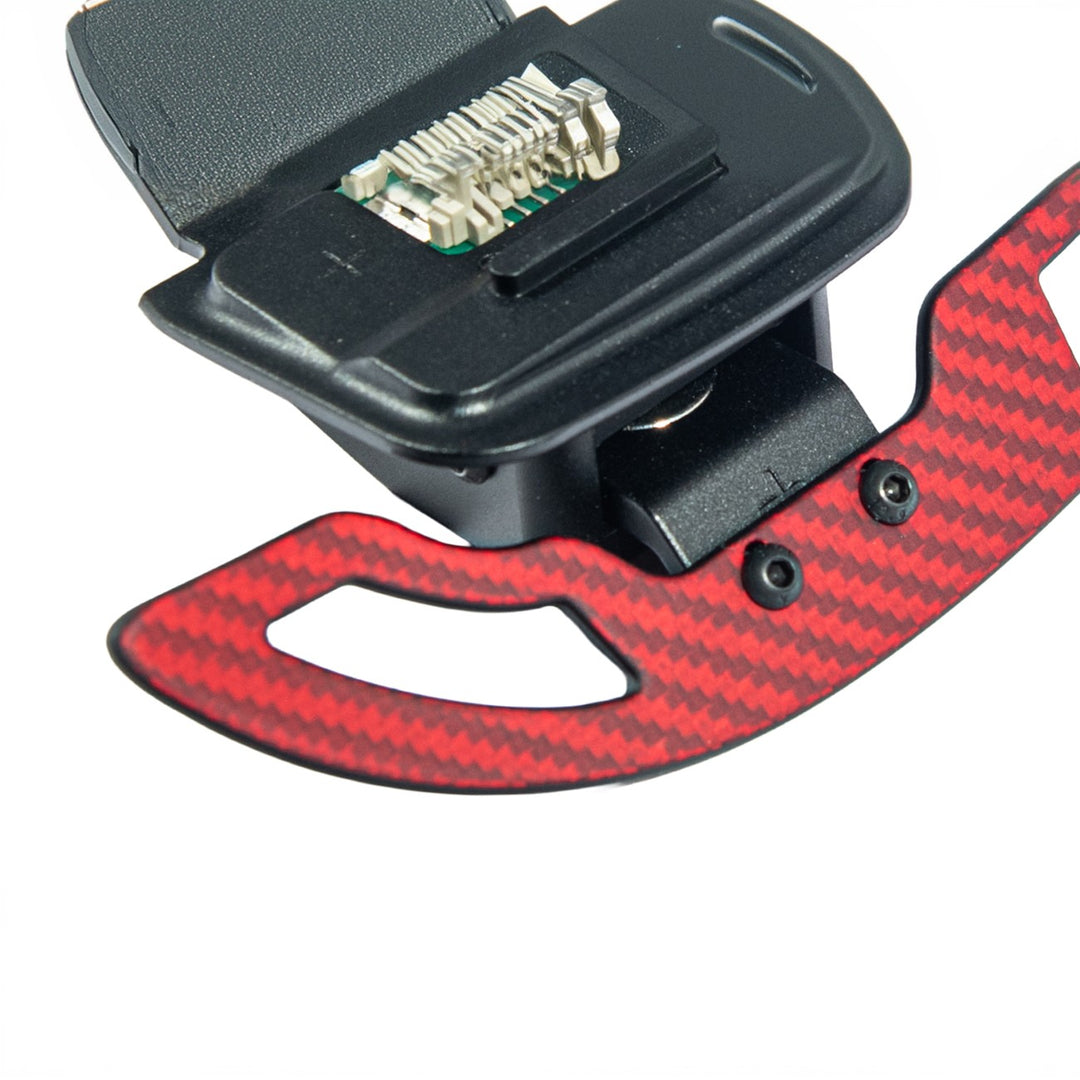 Corvette C8 Carbon Fiber Steering Wheel Magnetic Paddle Shifters Red Carbon Fiber PS-C8-RDCF
