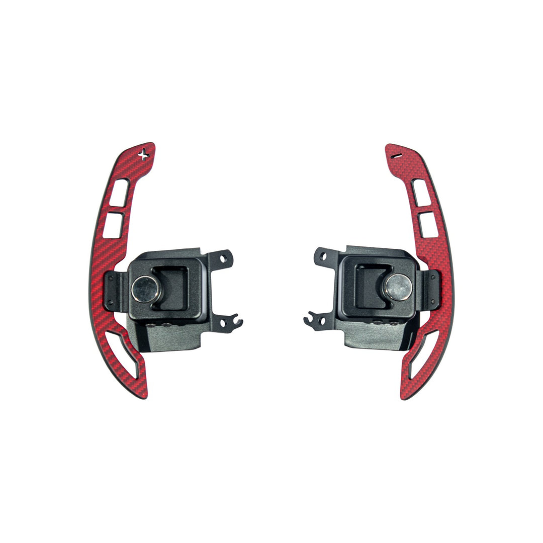 Corvette C8 Carbon Fiber Steering Wheel Magnetic Paddle Shifters Red Carbon Fiber PS-C8-RDCF