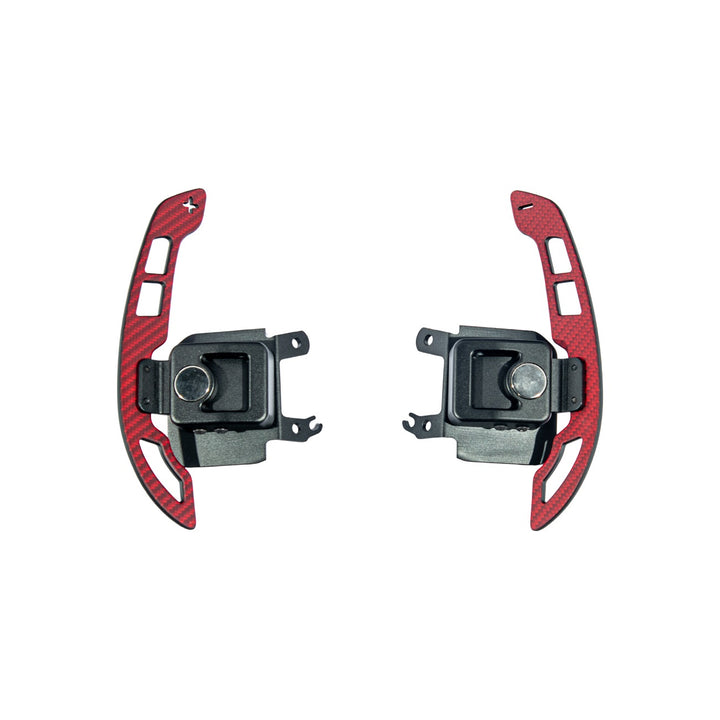 Corvette C8 Carbon Fiber Steering Wheel Magnetic Paddle Shifters Red Carbon Fiber PS-C8-RDCF