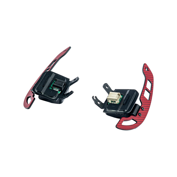 Corvette C8 Carbon Fiber Steering Wheel Magnetic Paddle Shifters Red Carbon Fiber PS-C8-RDCF