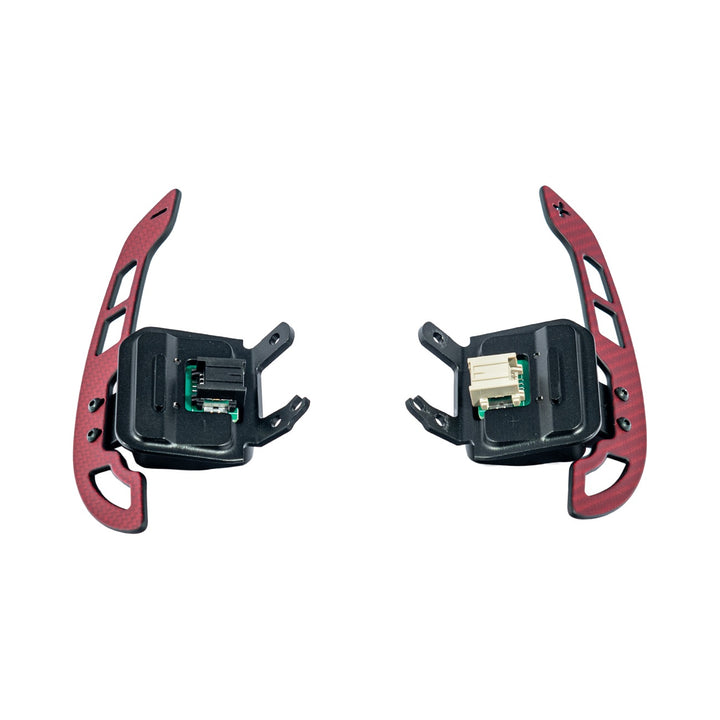 Corvette C8 Carbon Fiber Steering Wheel Magnetic Paddle Shifters Red Carbon Fiber PS-C8-RDCF