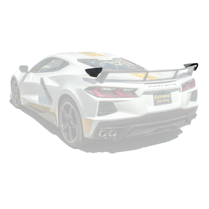 2020-Up Corvette C8 GM Factory Style DRY CARBON FIBER Rear Spoiler Side Winglets