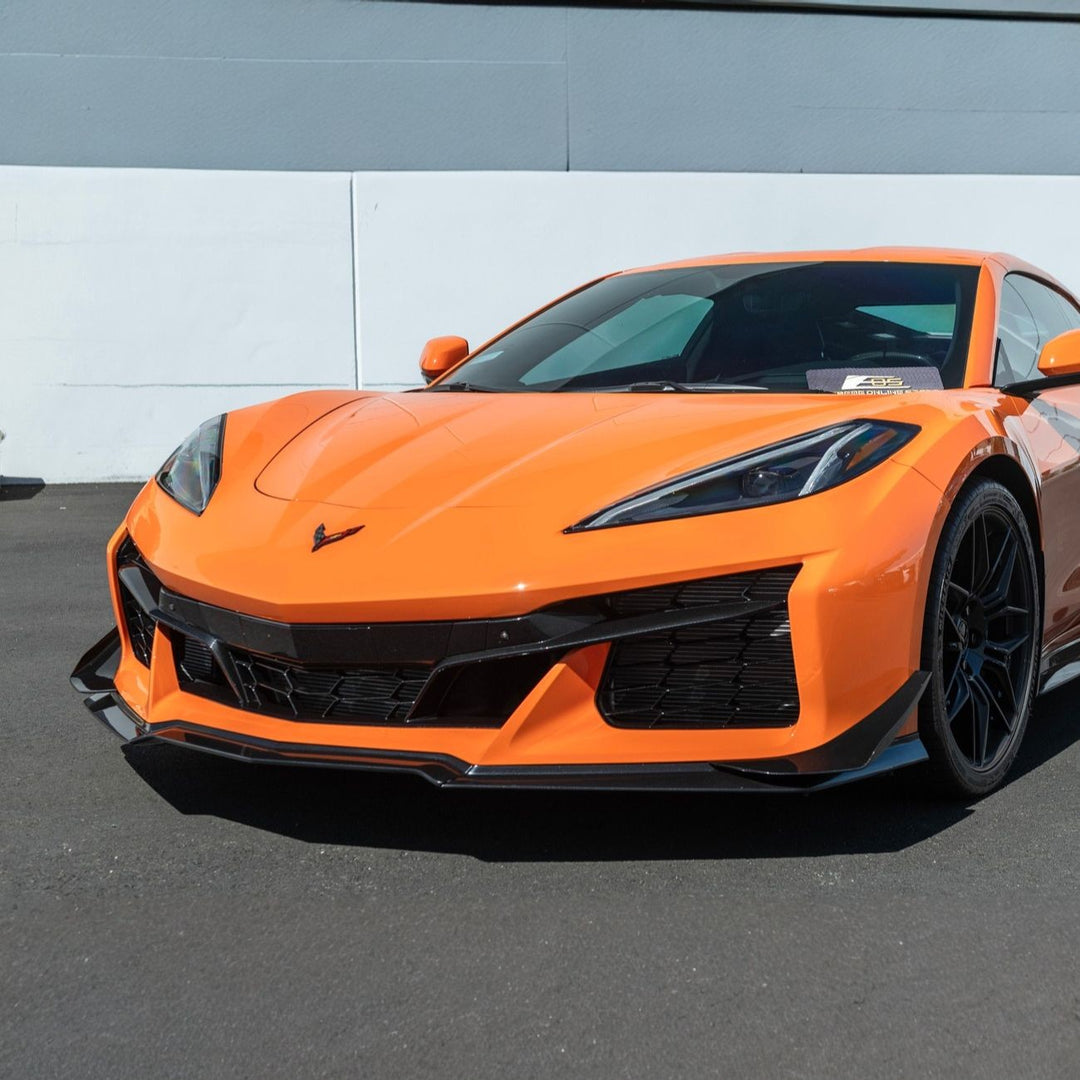 Corvette C8 Carbon Fiber Front Bumper Side Canards Painted Carbon Flash Metallic SPLITTER-528-V2-FRP