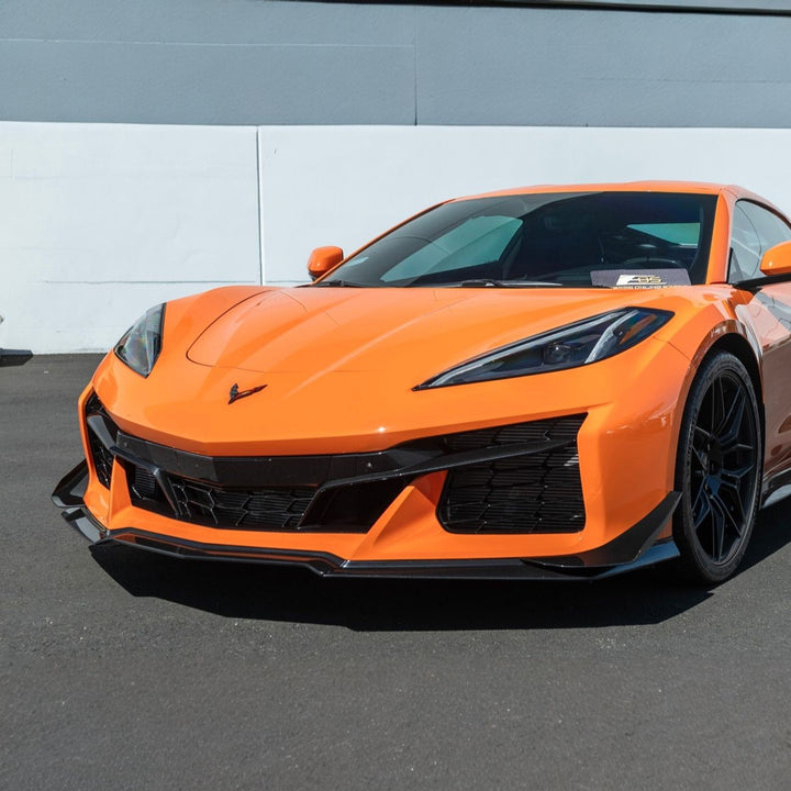 Corvette C8 Carbon Fiber Front Bumper Side Canards Painted Carbon Flash Metallic SPLITTER-528-V2-FRP