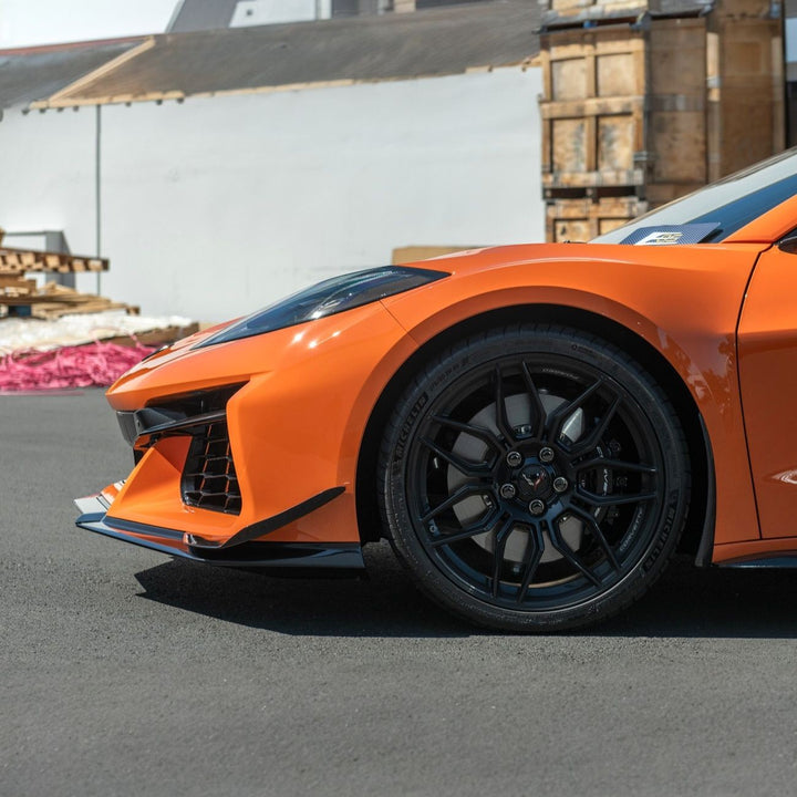 Corvette C8 Carbon Fiber Front Bumper Side Canards Painted Carbon Flash Metallic SPLITTER-528-V2-FRP