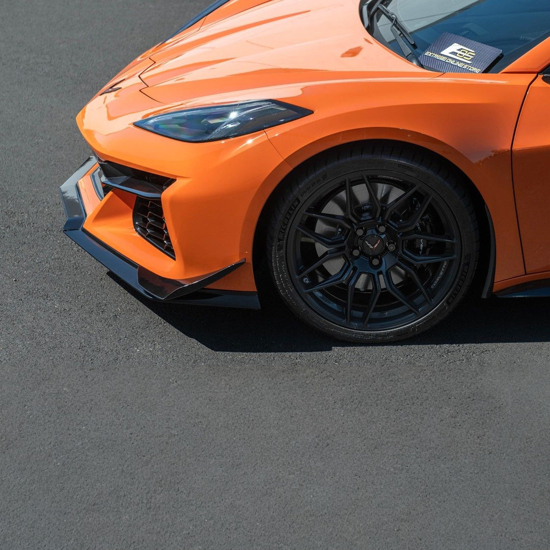Corvette C8 Carbon Fiber Front Bumper Side Canards Painted Carbon Flash Metallic SPLITTER-528-V2-FRP