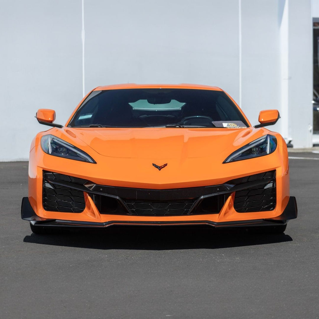 Corvette C8 Carbon Fiber Front Bumper Side Canards Painted Carbon Flash Metallic SPLITTER-528-V2-FRP