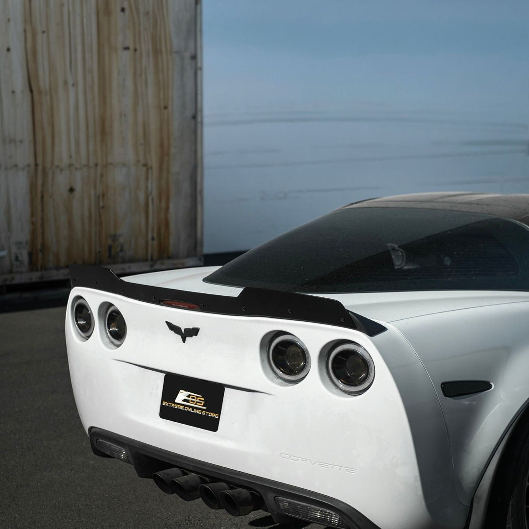 Corvette C6 ZR1 Extended Rear Trunk Lid Wing Spoiler Matte Black SPOILER-1288-ABS
