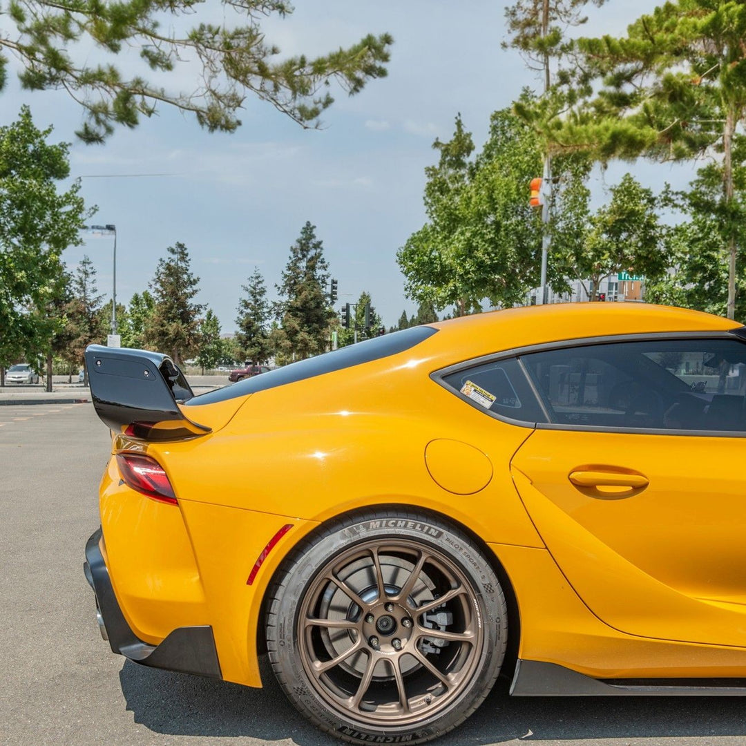 2020-Up Toyota GR Supra ST Style Glossy Black Rear Trunk Lid Wing Spoiler SPOILER-443-V2-ABS-MID_SPLITTER-443-V2-ABS
