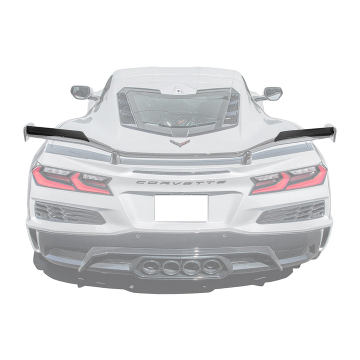 Corvette C8 Z06 DRY CARBON FIBER High Wing Spoiler Wicker Bill Extension