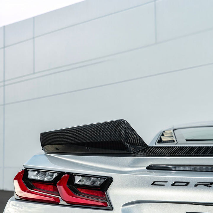 Corvette C8 Carbon Fiber Rear Wing Spoiler with Extended Winglets Carbon Fiber SPOILER-733-BKCF_SPLITTER-1354-BKCF