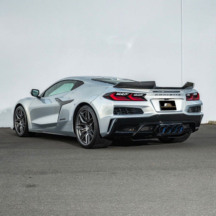 Corvette C8 Carbon Fiber Rear Wing Spoiler with Extended Winglets Carbon Fiber SPOILER-733-BKCF_SPLITTER-1354-BKCF