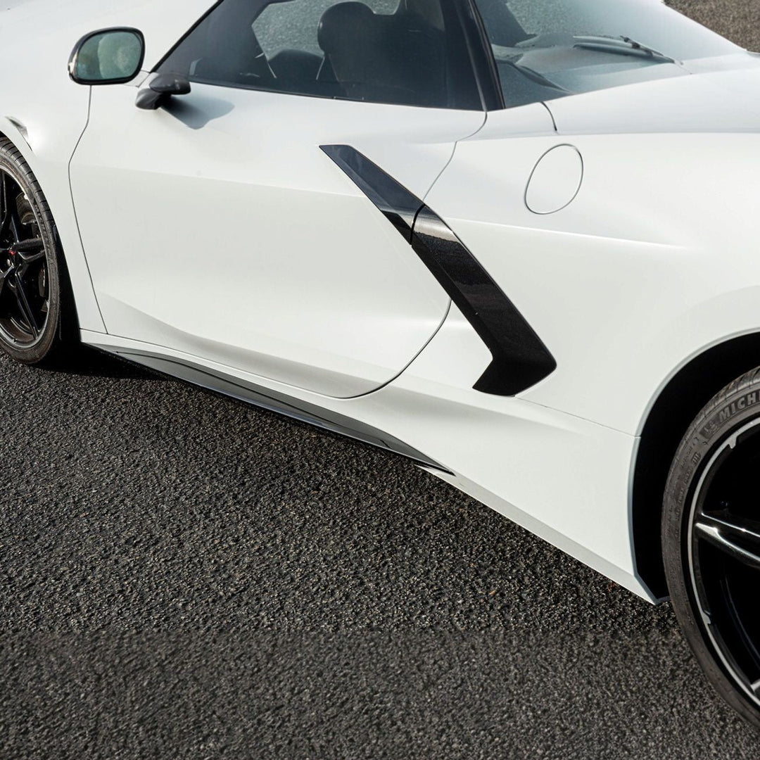 Corvette C8 GM Z51 Style Add-On Side Skirts Primer Black SS-275-FRP