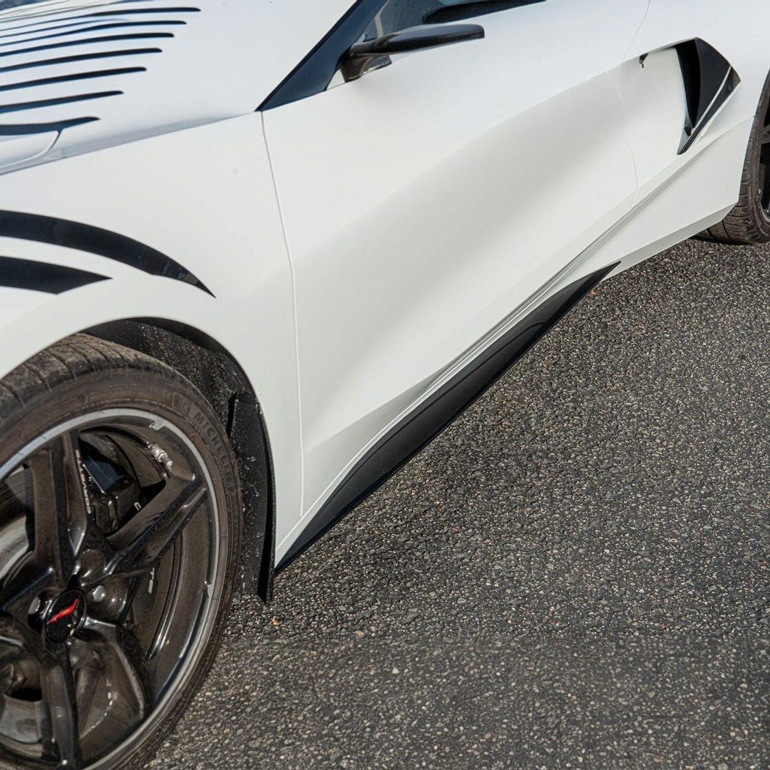 Corvette C8 GM Z51 Style Add-On Side Skirts Primer Black SS-275-FRP