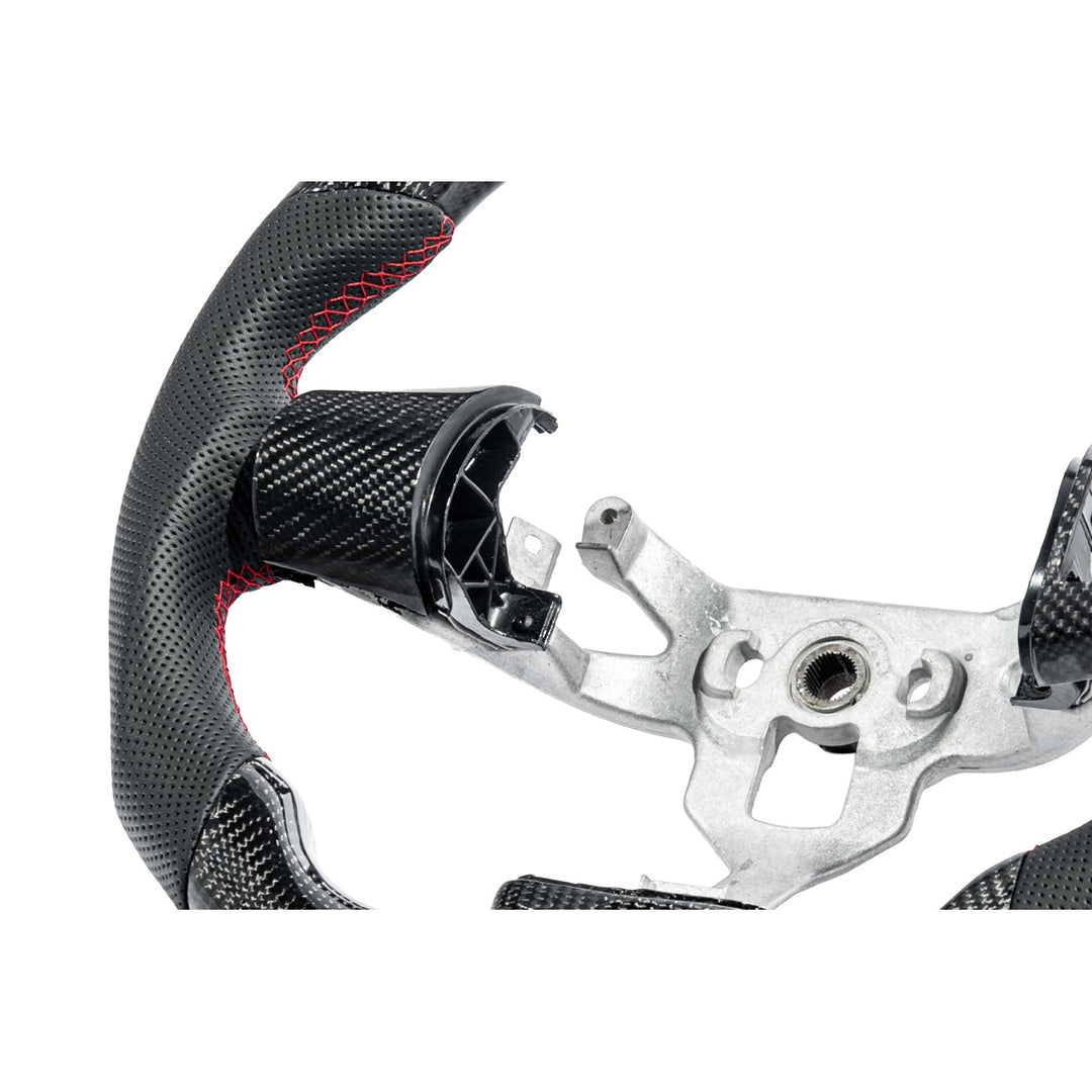 Corvette C6 Carbon Fiber Steering Wheel &amp; Spoke Covers With Button Cover ST-C6-FACTORY-001_BC-C6-0513-002