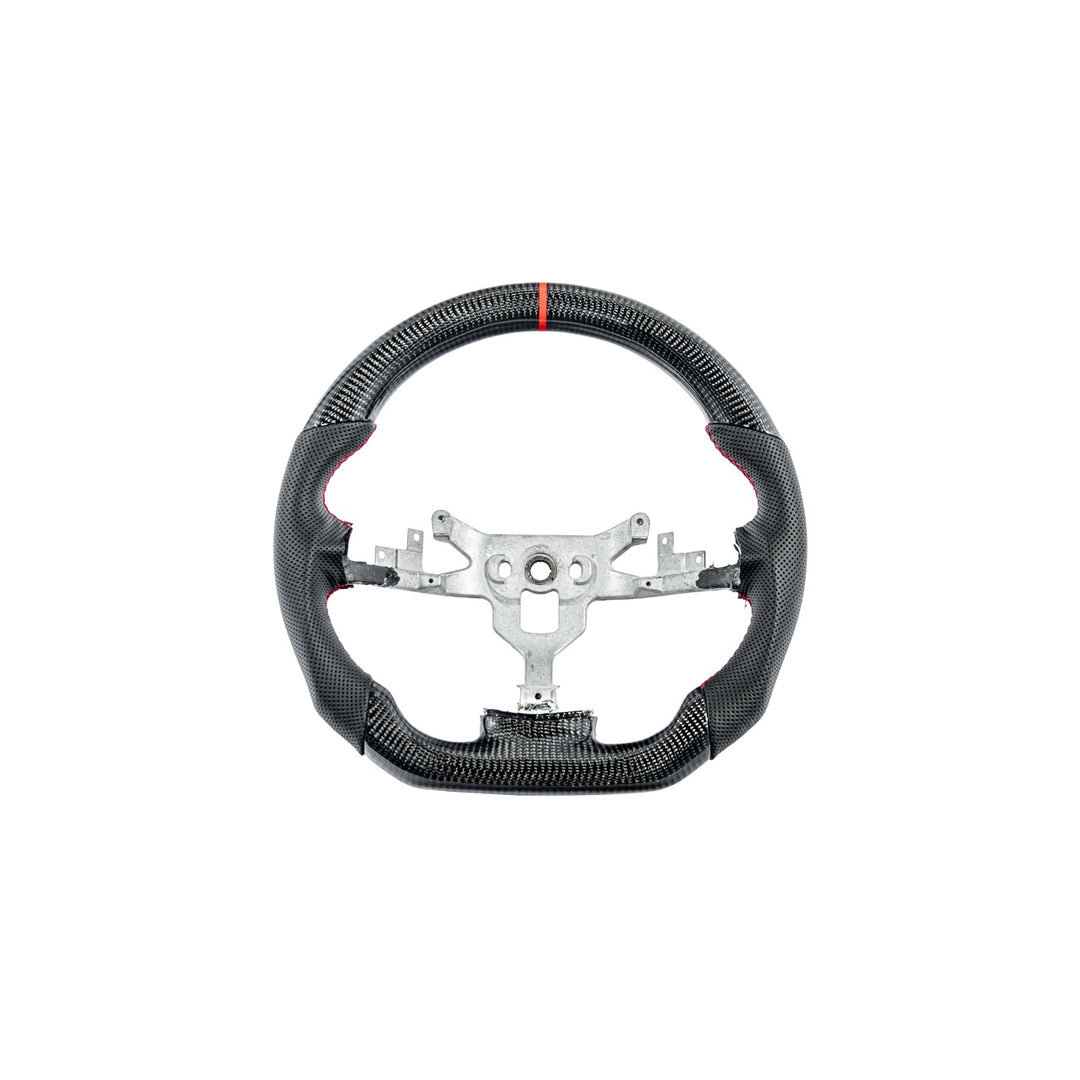 Corvette C6 Carbon Fiber Replacement Steering Wheel Gloss Carbon Fiber Red Stitching Red Top Stripe