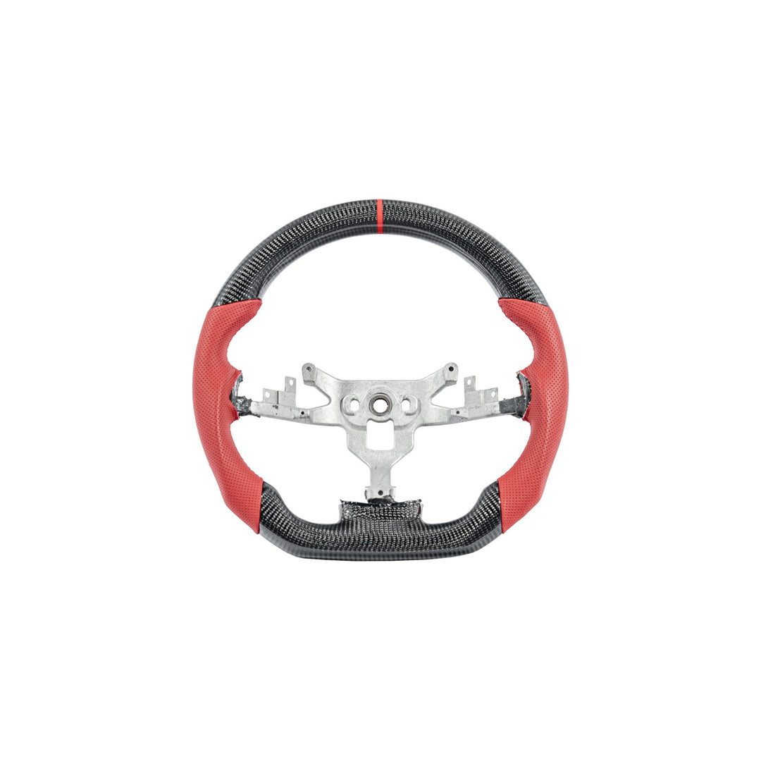Corvette C6 Carbon Fiber Replacement Steering Wheel Gloss Carbon Fiber Red Stitching Red Top Stripe