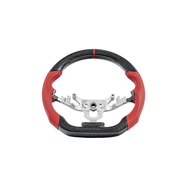 Corvette C6 Carbon Fiber Replacement Steering Wheel Gloss Carbon Fiber Red Stitching Red Top Stripe