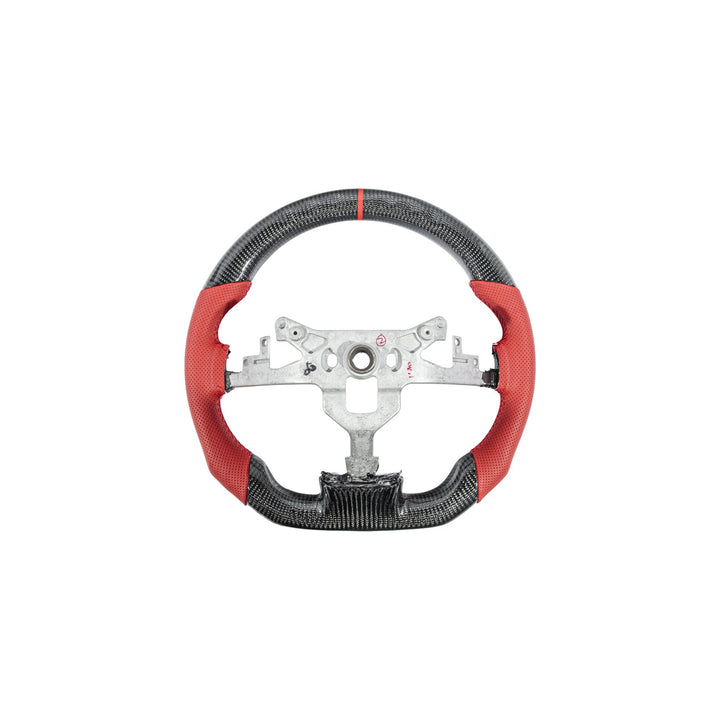 Corvette C6 Carbon Fiber Replacement Steering Wheel Gloss Carbon Fiber Red Stitching Red Top Stripe