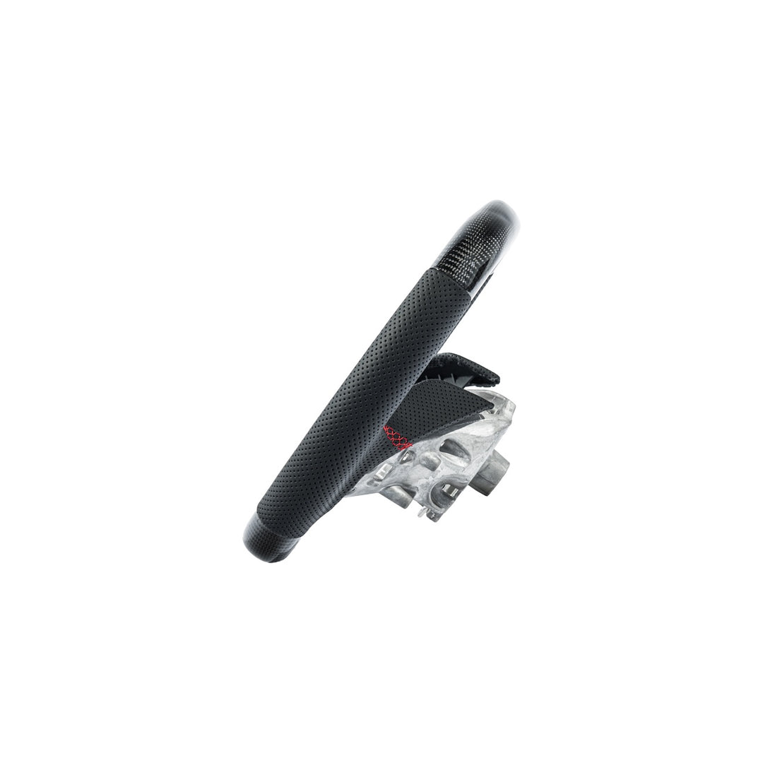 Corvette C8 Carbon Fiber LED Display Replacement Steering Wheel Gloss Carbon Fiber Red Stitching Red Top Stripe