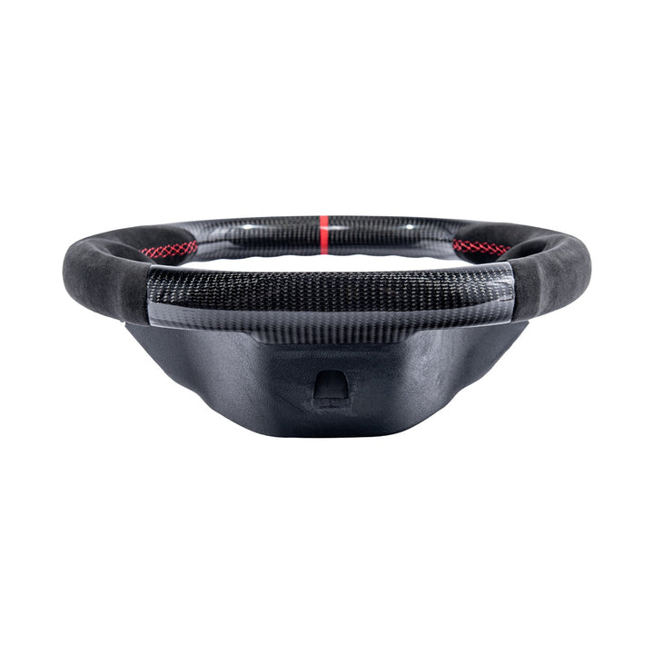 2012-2015 Chevrolet Camaro Carbon Fiber Replacement Steering Wheel Gloss Carbon Fiber Red Stitching Red Top Stripe