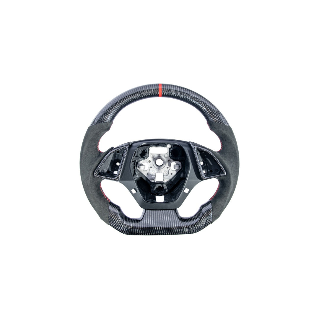 2016-2024 Chevrolet Camaro Carbon Fiber Round Top Flat Bottom Replacement Steering Wheel With Button Cover ST-CAMARO-1624-004